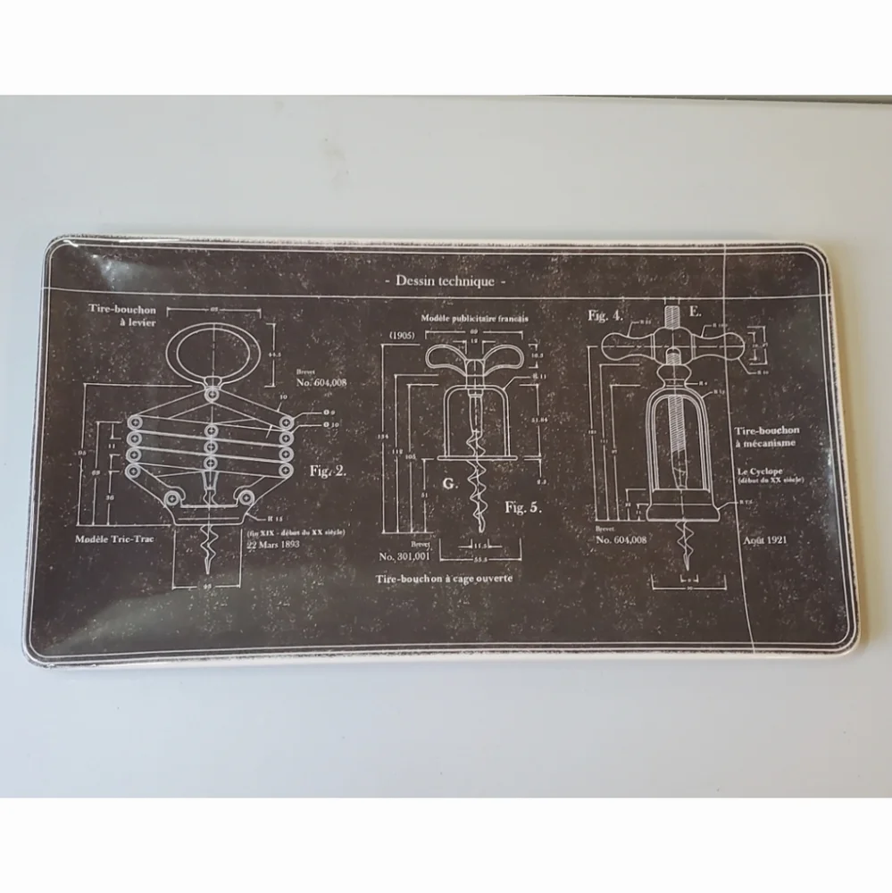 Williams Sonoma Tire Bouchon Corkscrew Blueprint Platter